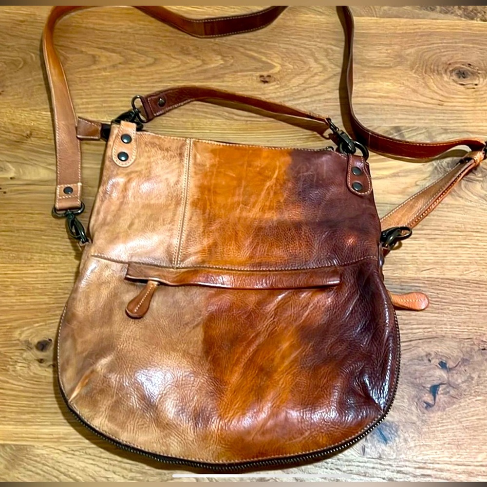 Bed Stu Tahiti Brown Caffe Latte Fold Over Shoulder Crossbody Bag